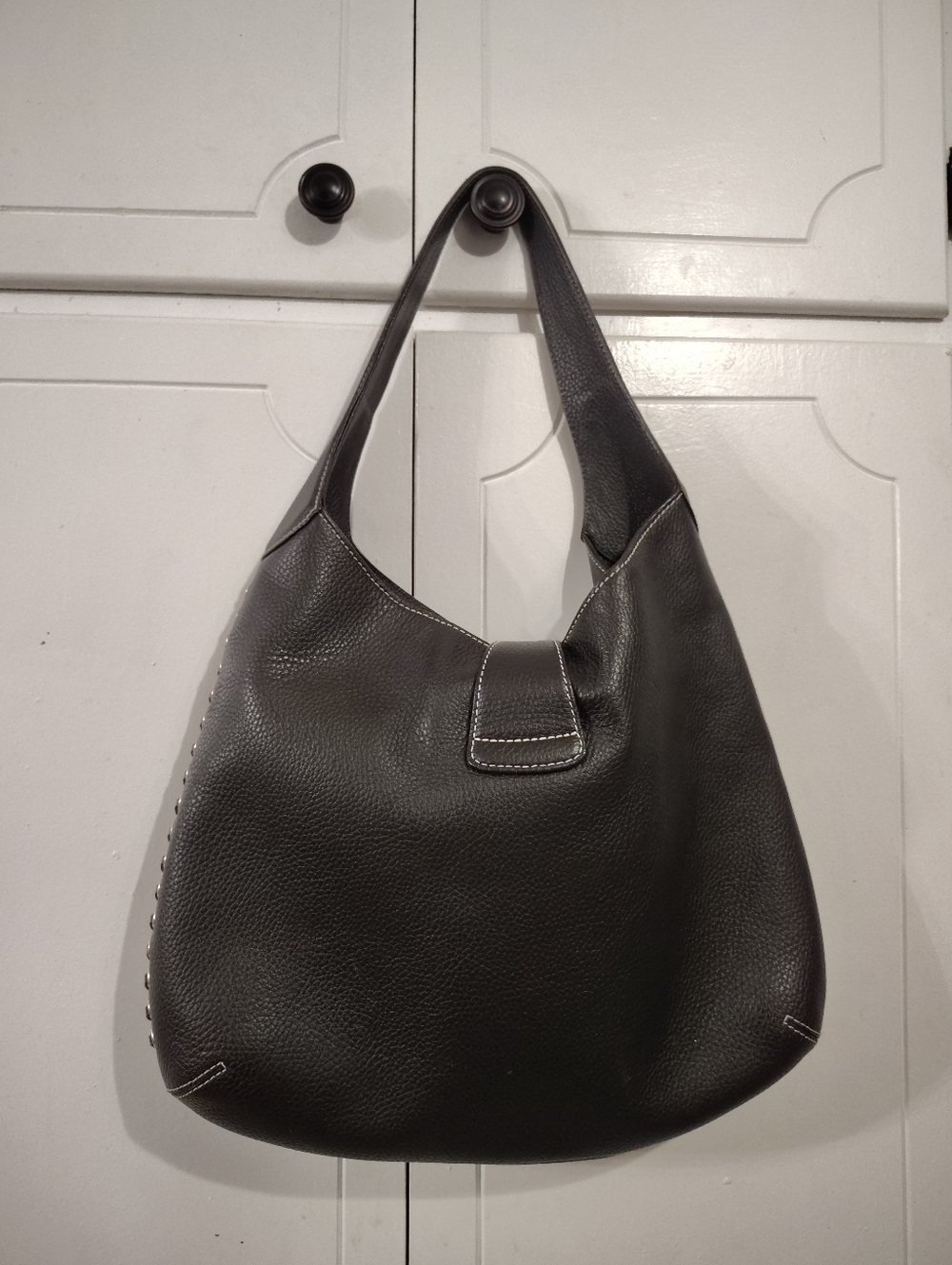 Dooney And Bourke Classic Brown Leather Hobo Bag with Gold Hardware Purse - Picture 3 of 9
